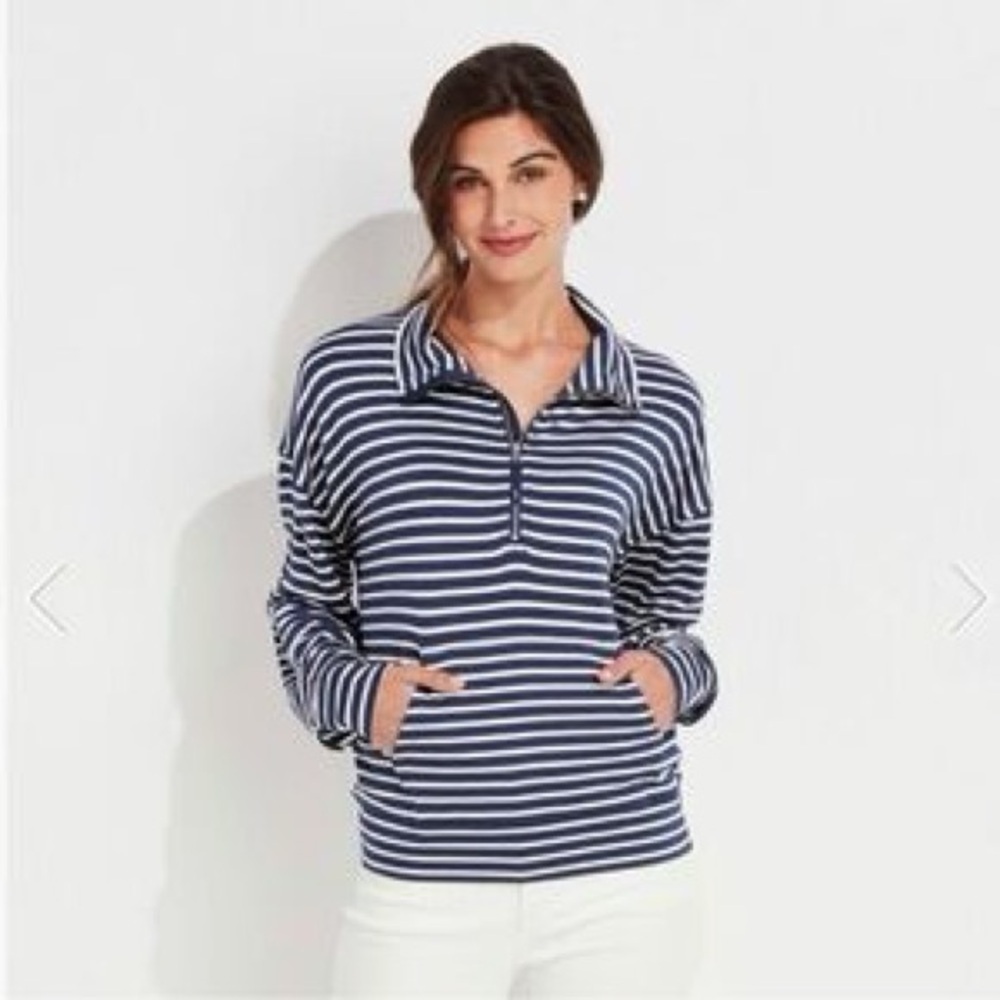 Vineyard Vines Navy and White Striped Pullover